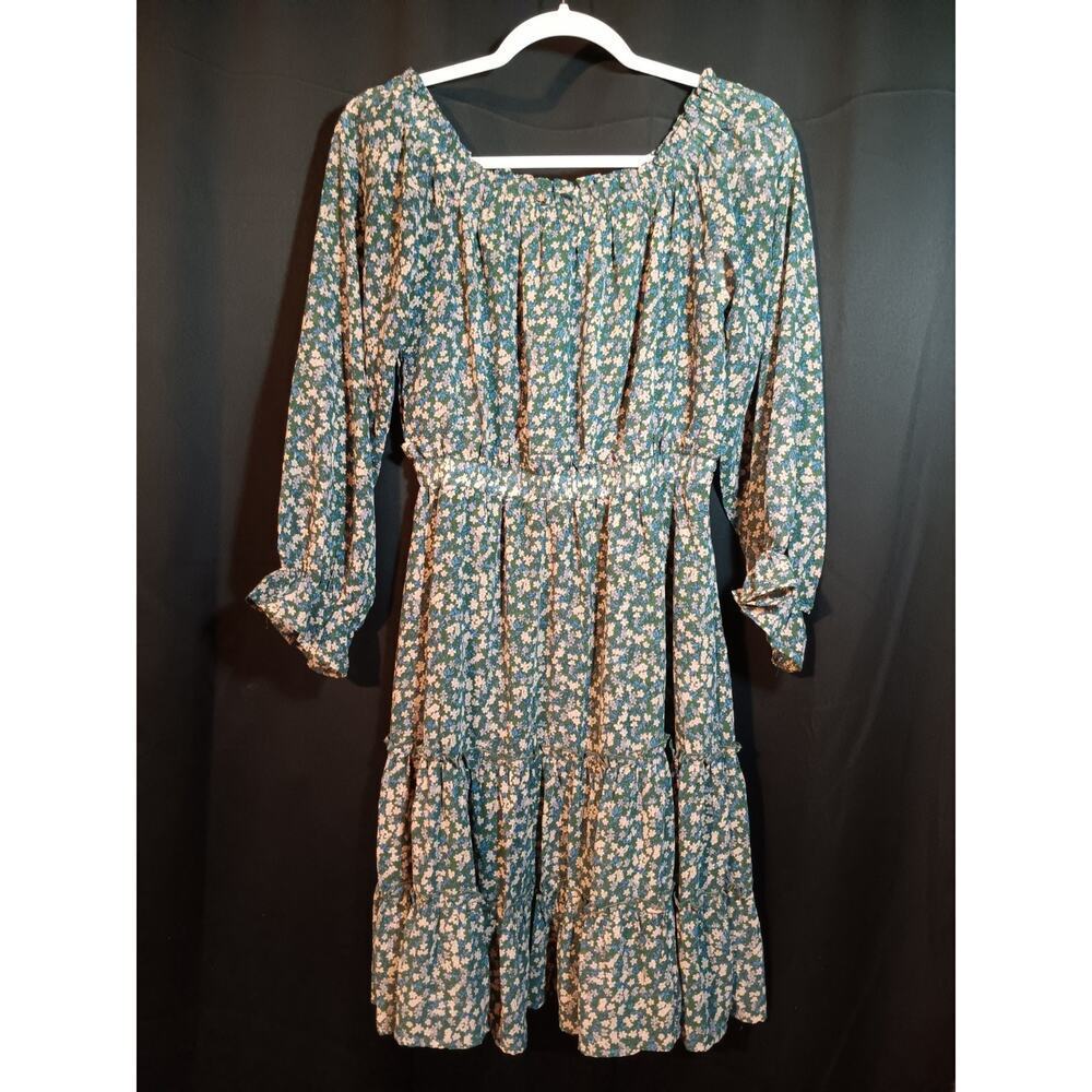 Hayden Cottagecore Prairie Dress S Green Floral Midi Folklore Peasant Style Boho